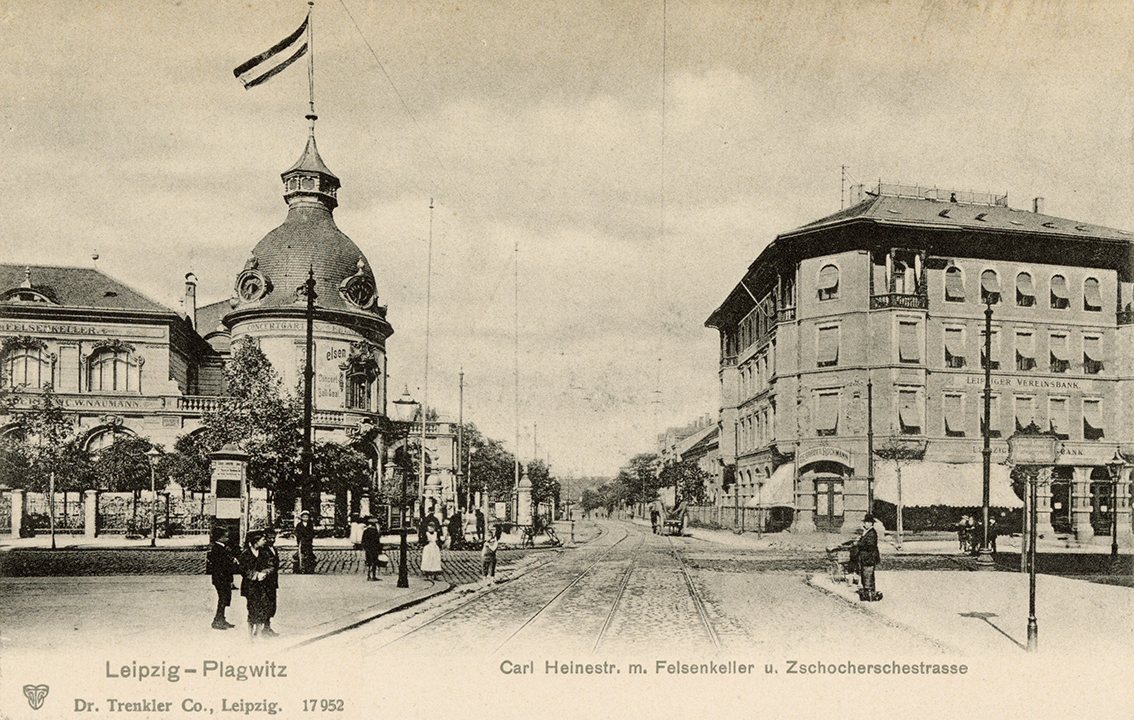 1900 Mit Beginn des 20. Jahrhunderts war der Felsenkeller voll etabliert: Plagwitz, aufgrund der Industrialisierung mittendrin in den Wandlungen, wuchs und wurde enger – trotzdem konnte noch entspannt flaniert und gefeiert werden