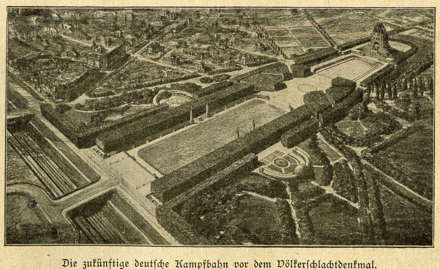 Entwurf eines Stadions am Völkerschlachtdenkmal