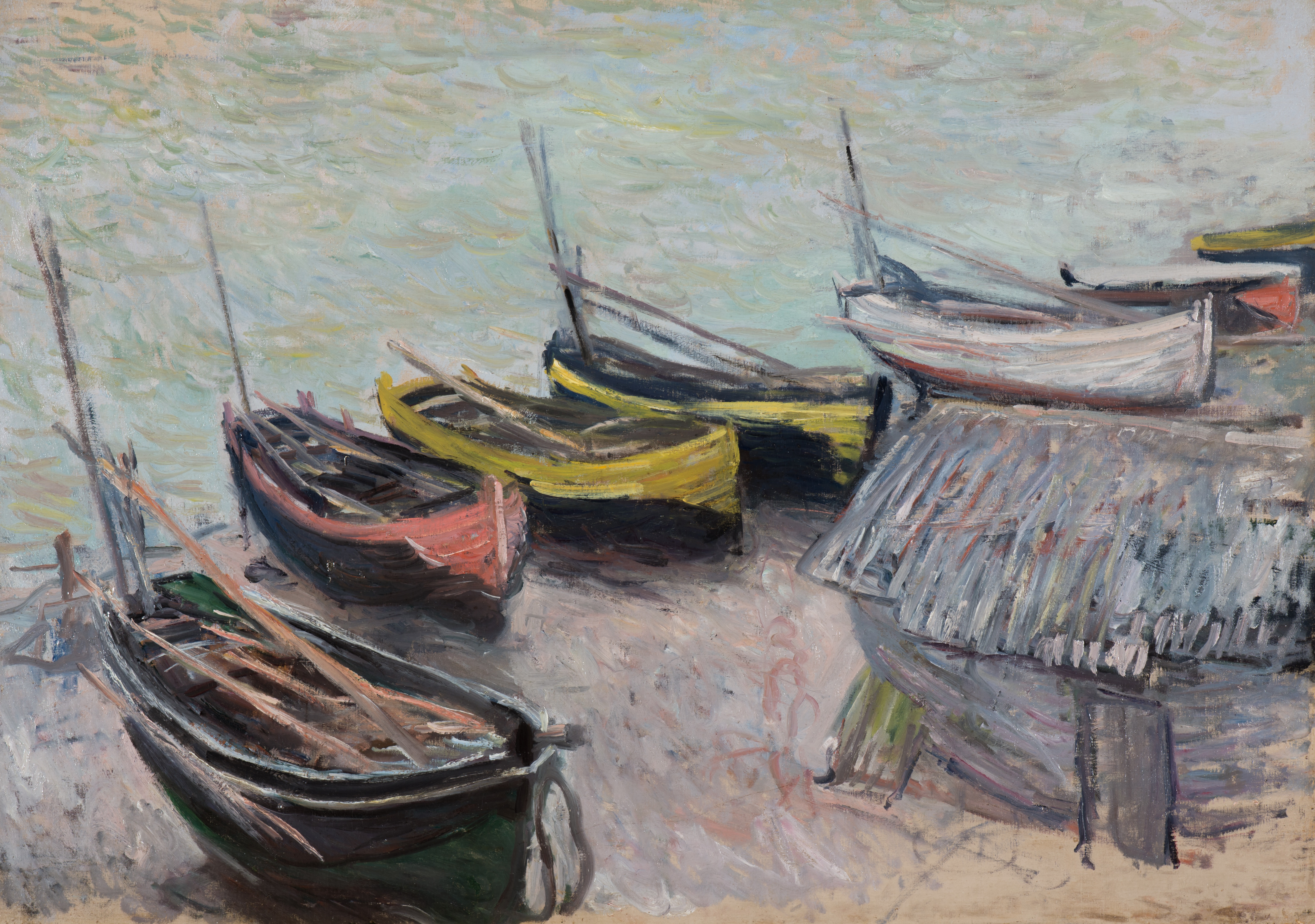 „Boote am Strand von Étretat“