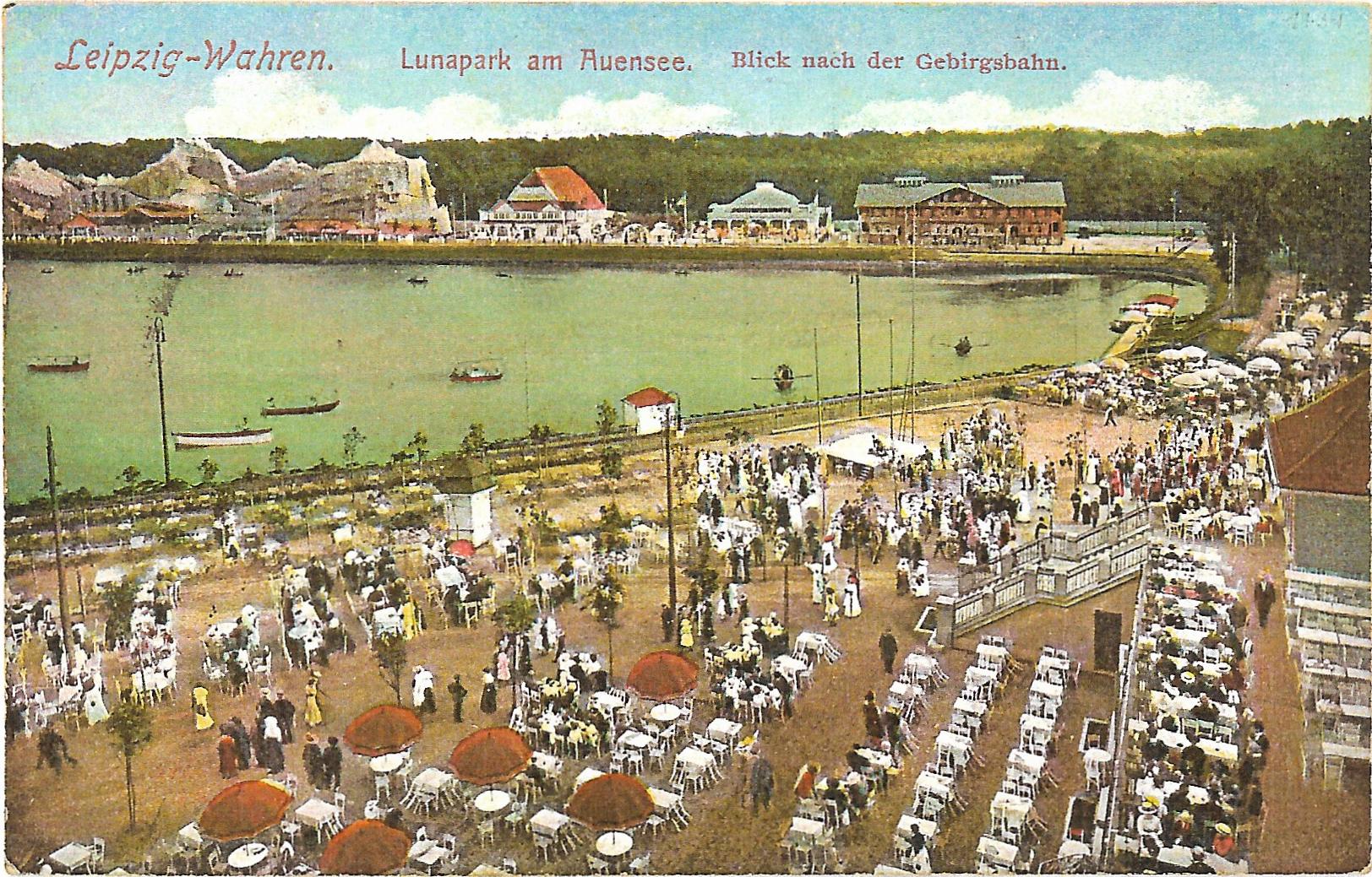 Postkarte Lunapark am Auensee aus dem Jahr 1915